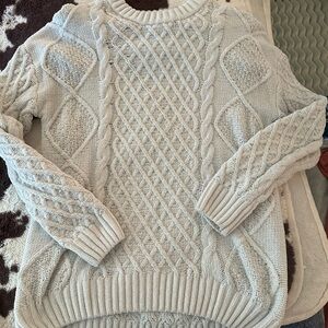 White Cozy Cable Knit Sweater
